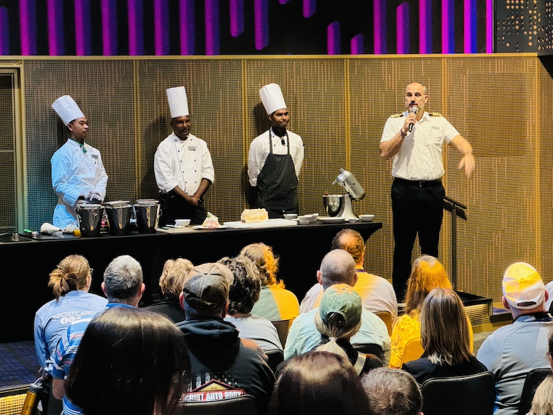 Captain Matt with chefs Celebrity Edge on second Postcard Jar Friends Cruise