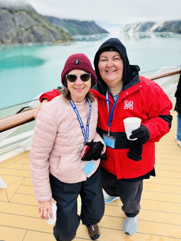 Linda and Angela by the glacier