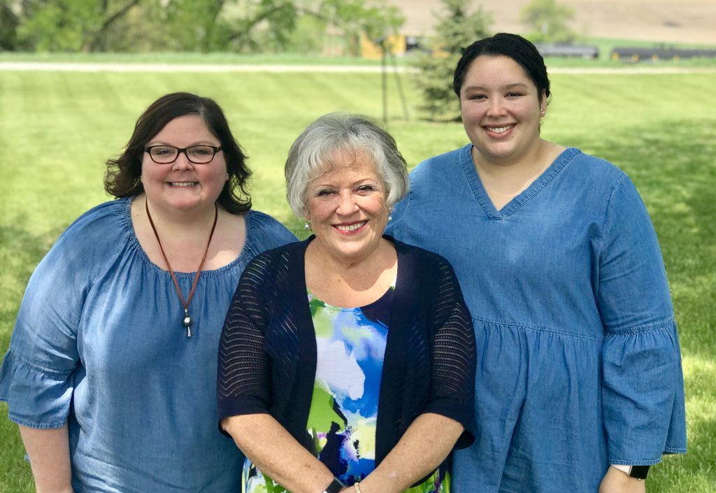 Ann with her mom, Carol, and our daughter, Meghan on Mother's Day. 