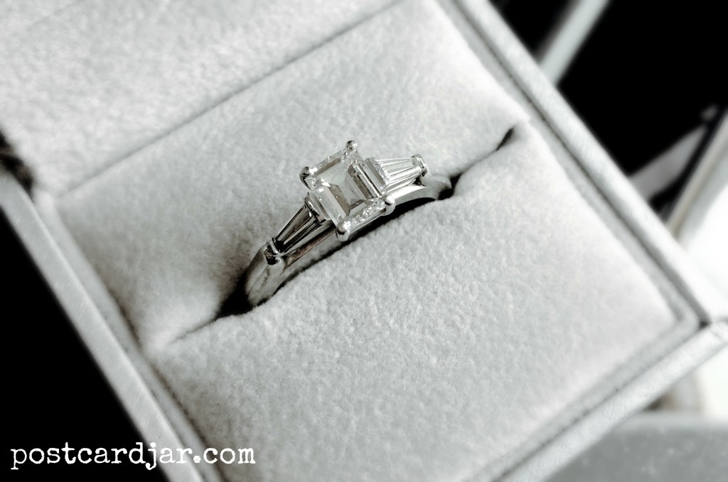 Emerald cut engagement ring