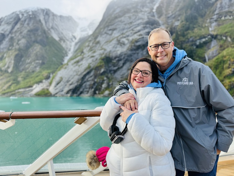 white puffer coat on alaskan cruise