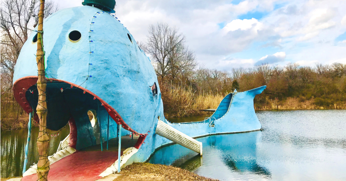 Our Route 66 stop at The Blue Whale of Catoosa near Tulsa, Oklahoma